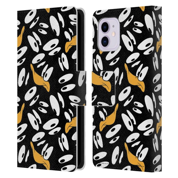 Head Case Designs Officially Licensed Looney Tunes Patterns Daffy Duck Leather Book Wallet Case Cover Compatible with Apple iPhone 11