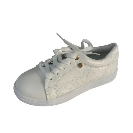 

Fsqjgq Women Gym Shoes Womens Shoes Women s Fashion Leather Solid Color Strap Flat Comfortable Casual Sneakers White 40