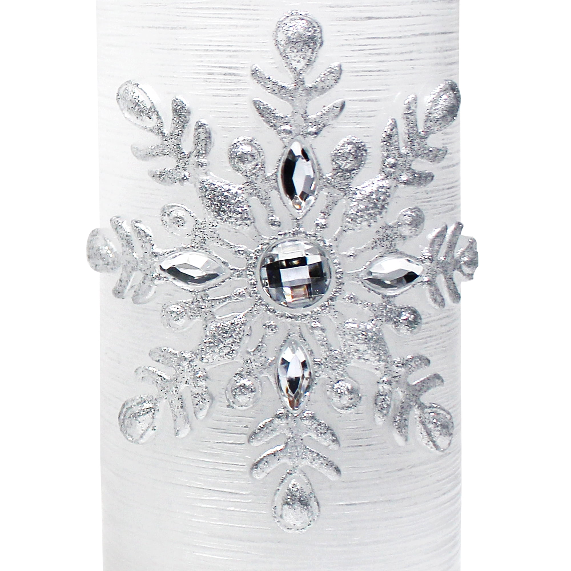 Hometrends Large Snowflake LED Pillar Candle Set with Remote Control
