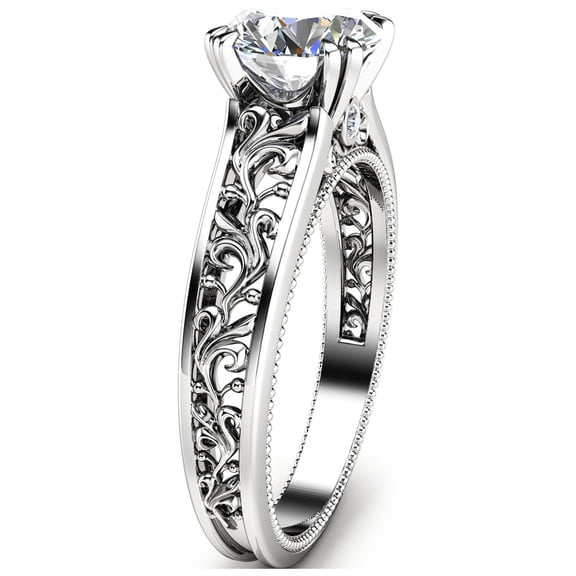 Art Deco Moissanite Filigree Engagement Ring