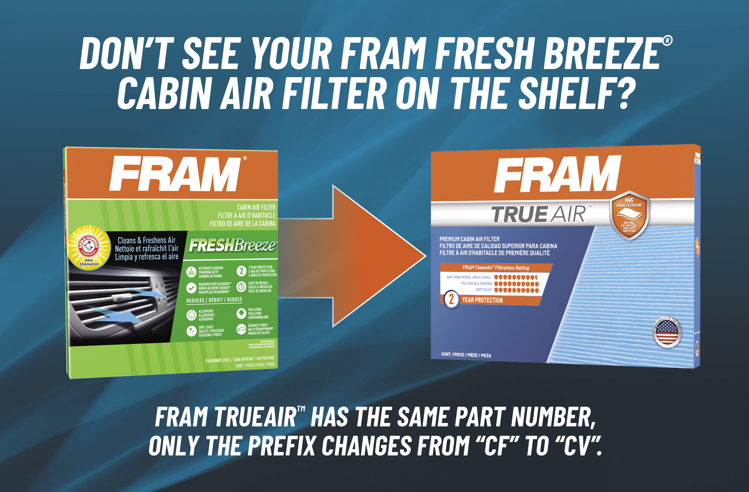 FRAM CV10285 TrueAir Premium Cabin Air Filter with N95 Grade Filter Media  for Select Toyota Vehicles