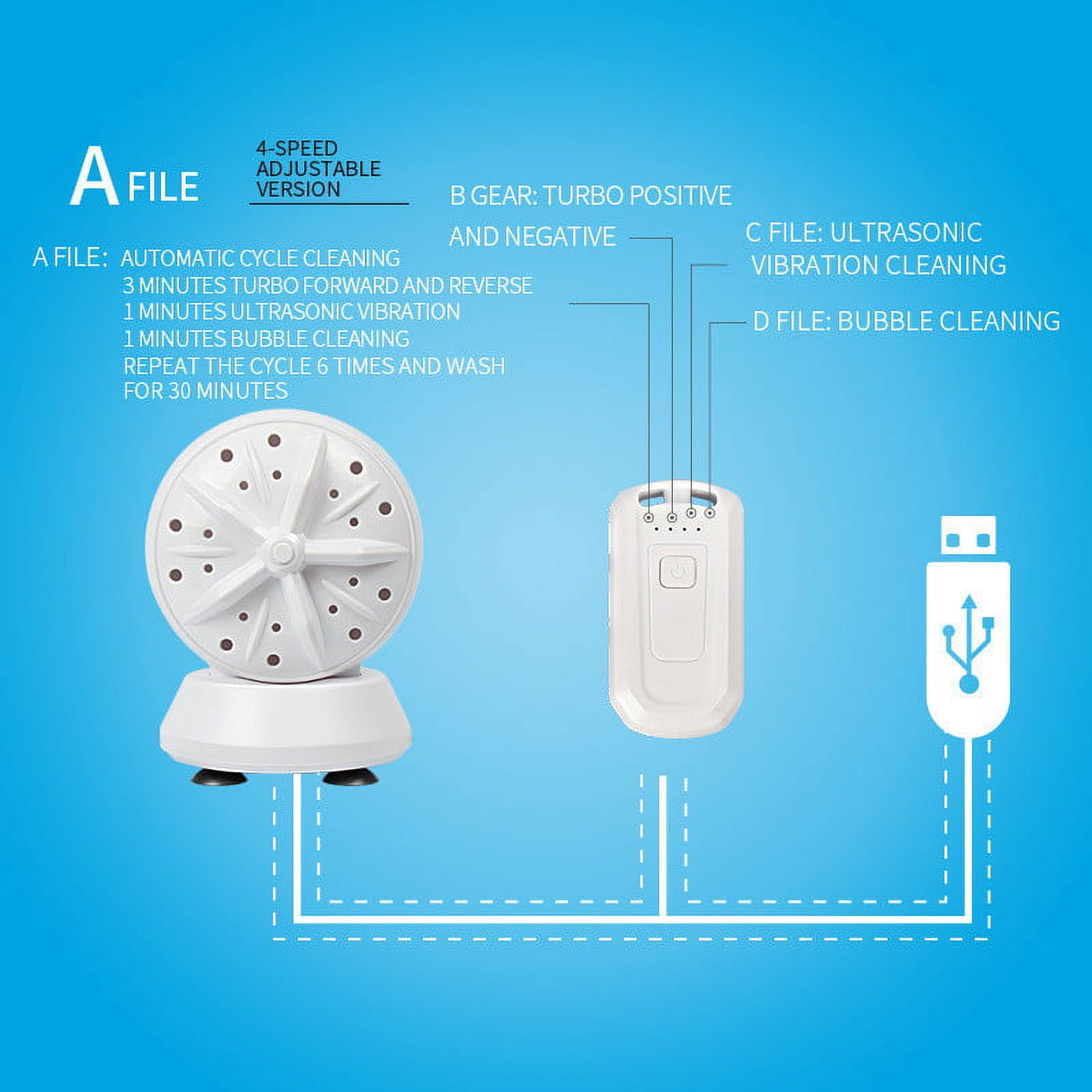 Wovilon Portable Small Washing Machine Travel Clothing Underwear Cleaning Washing Machine 24W