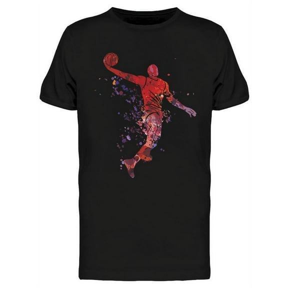 Smartprints Mens Graphic Tee Black - Fading Basketball Player 100% Cotton Regular Fit