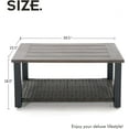 thumbnail image 2 of Grand Patio Outdoor Wicker Coffee Table, Patio Coffee Table Rectangle Center Table Side Table w/ Aluminum Steel Frame, Brown, 2 of 7
