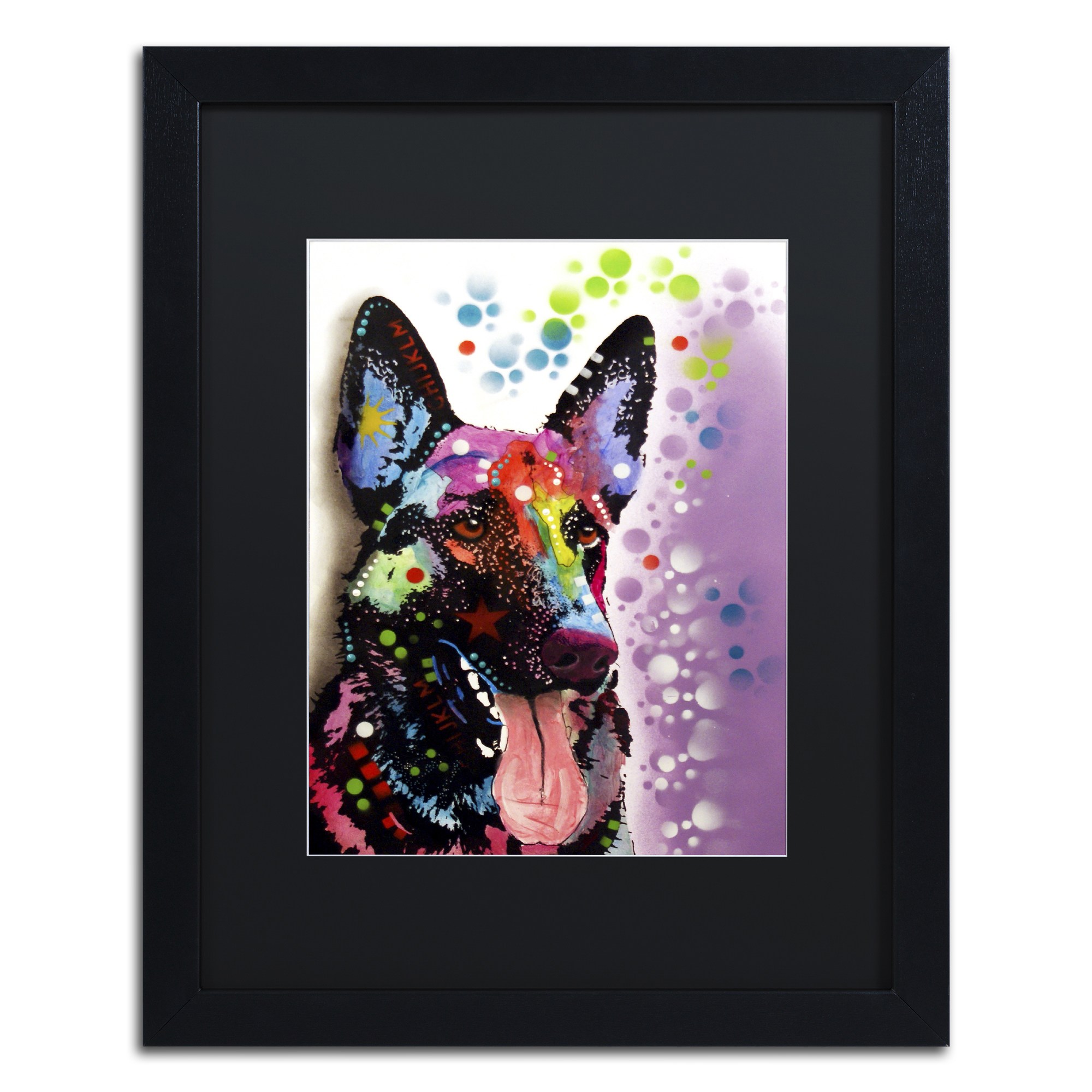Trademark Fine Art "German Shepherd II" Canvas Art by Dean Russo, Black Matte, Black Frame