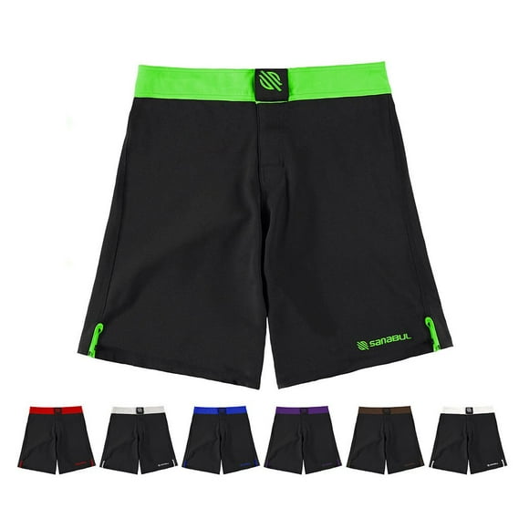 Sanabul Essential MMA BJJ cross Fit Workout Shorts (32 inch W, green)