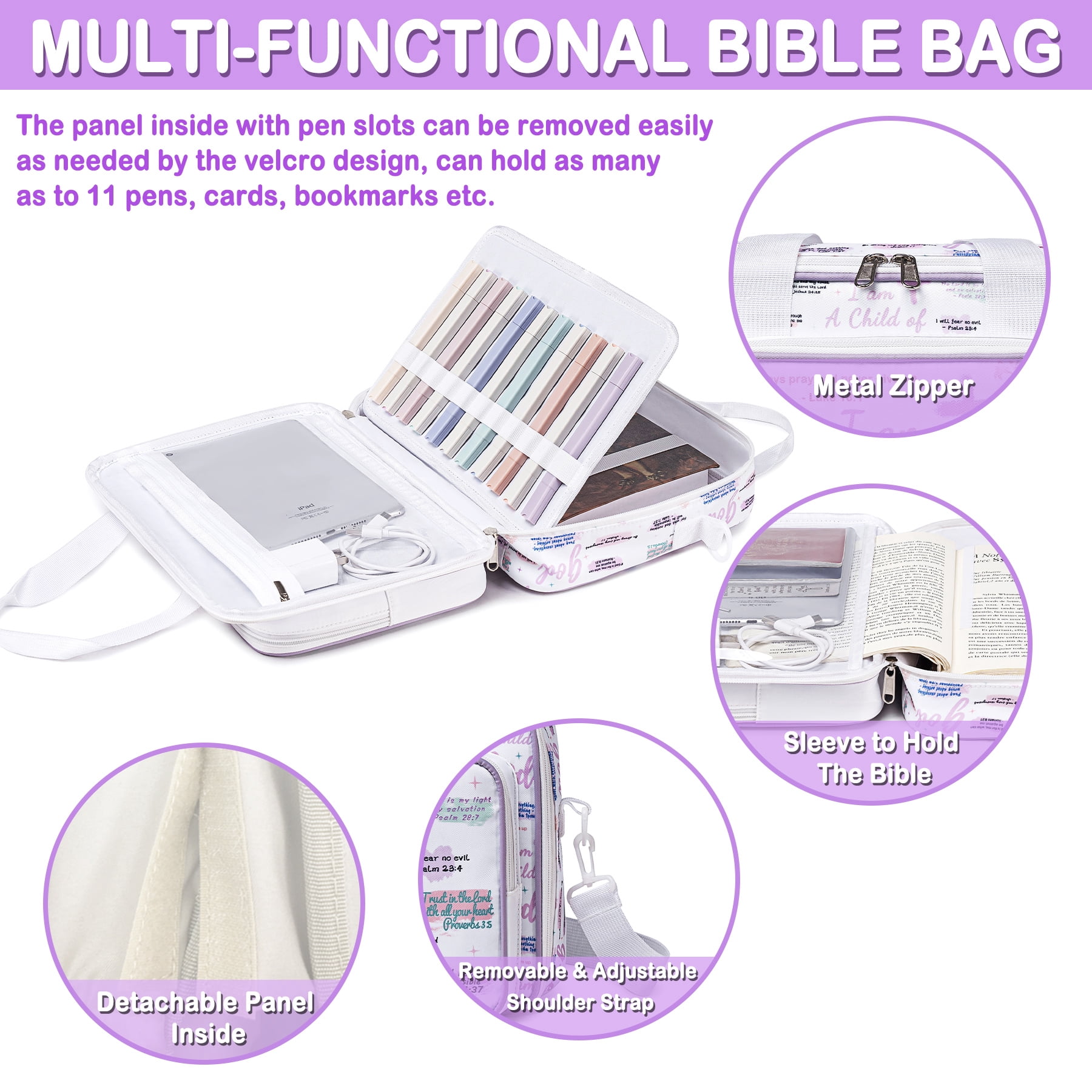 TuErCao Bible Covers for Women Bible Study Supplies Christian Catholic Gifts Accessories with Shoulder Strap