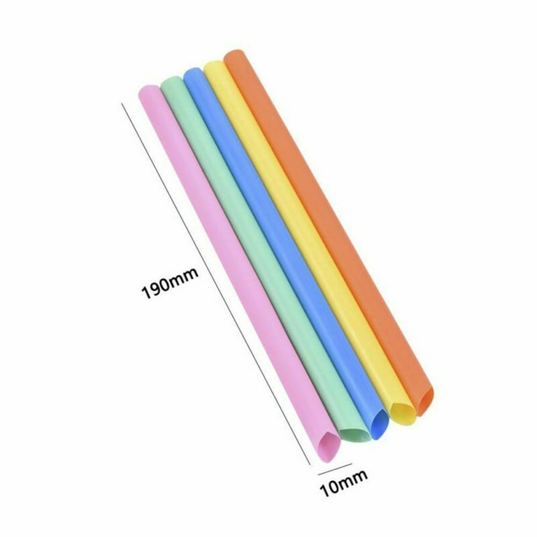 Fiesta First 10 EXTRA WIDE Long Reusable Hard Plastic Drinking Straws +  Sturdy Cleaning Brush - Fat for Boba, Bubble Tea, Large Thick Smoothies 