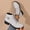 Gray, variant on Women British Style Ankle Combat Boots Round Toe Lace up Side Zipper Short Booties Chunky Platform Low Block Heel Casual Footwear Gray 9.5(43)