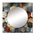 thumbnail image 2 of Designart "Hexagon Rustic Mosaic II" 0 Square Mirror For Wall Decor - Large Brown Square Mirror Printed Wall Decor - Modern Square Living Room Mirror, 2 of 5