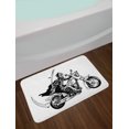 thumbnail image 2 of Motorcycle Bath Mat, Monochrome Extreme Scary Rider Spreading Wild and Death Related Scene, Plush Bathroom Decor Mat with Non Slip Backing, 29.5" X 17.5", Charcoal Grey White, by Ambesonne, 2 of 2