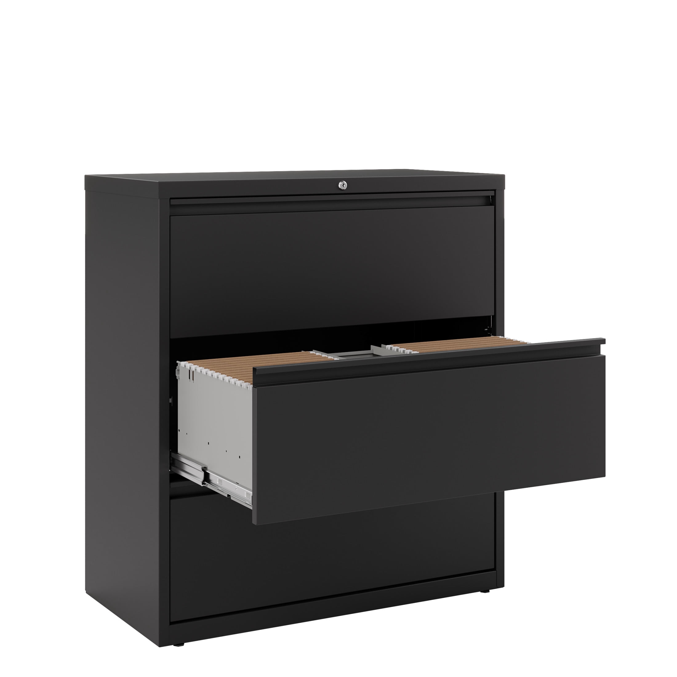 Hirsh 36 Inch Wide 3 Drawer Metal Lateral File Cabinet for Home and Office, Holds Letter, Legal and A4 Hanging Folders, Black