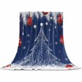 thumbnail image 2 of Christmas Tree Red Ball Throw Flannel Blanket 30x40In White Pine Branch Winter Snowflakes Navy Super Soft Cozy Bed Blanket, Lightweight Plush Fuzzy Bed Throw for Bedroom Sofa Couch Living Room, 2 of 4