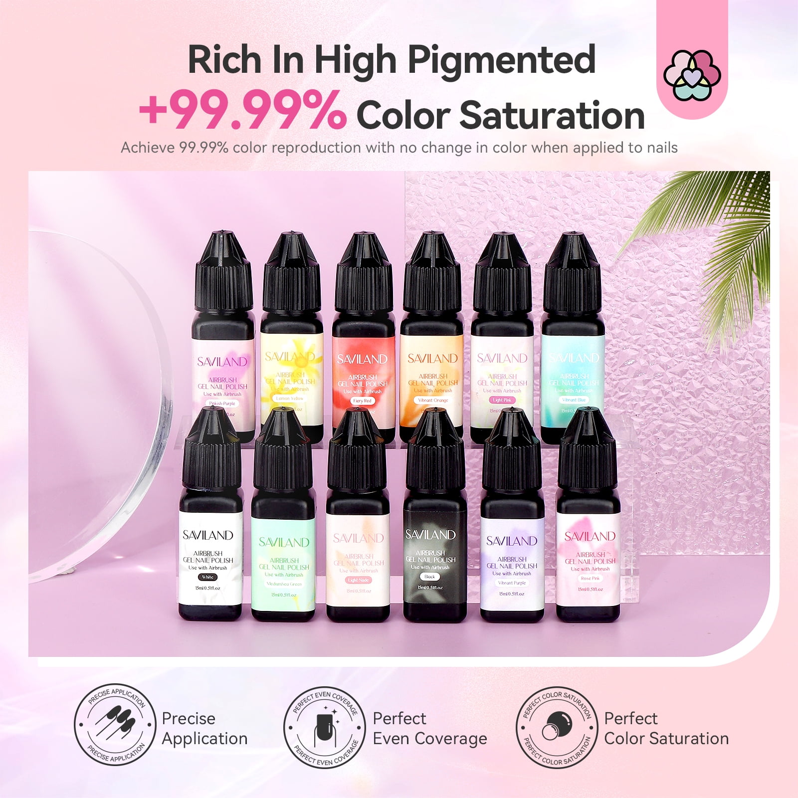 SAVILAND Airbrush Gel Nail Polish: 12 vitality Colors Set with Fine Mist Nail for Color Spray Perfect Nail Polish Nail Art Design