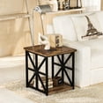 thumbnail image 6 of MIERES Modern 3 Piece Coffee Table Set with Storage Shelves, Wooden Top Living Room Center Table and End Tables, Brown, 6 of 9