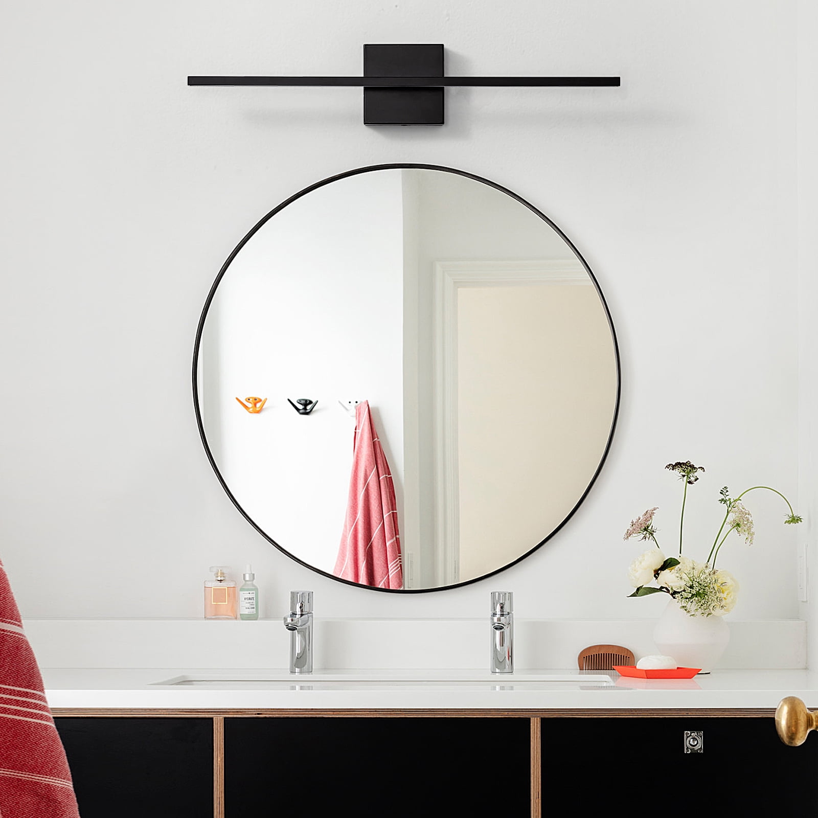 KAISITE Modern Bathroom Vanity Light 24 inch, Dimmable Black Bathroom Light Fixtures for Bathroom Wall Sconce with 3500K Warm Light Bedroom