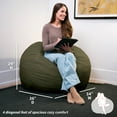 thumbnail image 2 of Big Joe Fuf 4Ft Foam Bean Bag Chair with Removable Cover for Kids, Teens, Forest Green Velveteen, Durable Woven Polyester, 4 foot Large Reading and Gaming Seat, 2 of 6