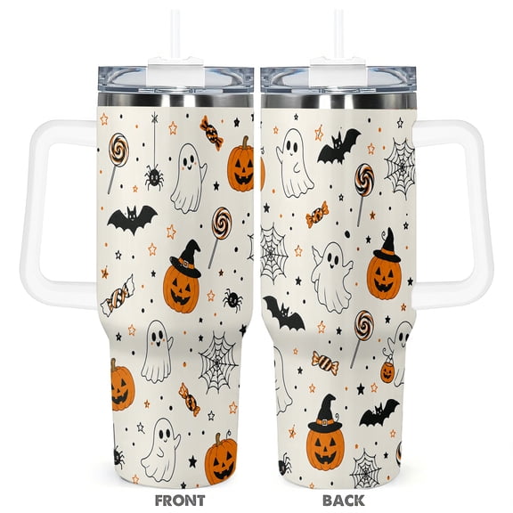 Goth Halloween Pumpkin 40oz Travel Tumbler Cup Insulated Stainless Steel Coffee Water Bottle Gift for Women