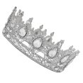 thumbnail image 2 of EeaseMX Elegante corona de novia, tocado de boda, tocado encantador, accesorio para vestido de novia, adorno para el cabello de fiesta para mujer (plata y blanco), 2 of 8