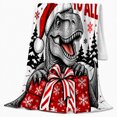 thumbnail image 2 of Merry Rex-Mas T-Rex Dinosaur Christmas Puns Holiday Joy, Festive Holiday Scene, Warm Flannel Blanket for Living Room and Reading Nook, Art Lovers Christmas Gift, Festive Home Decor, 2 of 9