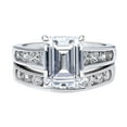 thumbnail image 2 of BERRICLE Sterling Silver Solitaire Wedding Engagement Rings 3.8 Carat Emerald Cut Cubic Zirconia CZ Statement Ring Set for Women, Rhodium Plated Size 6.5, 2 of 18