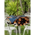 thumbnail image 2 of Outdoor Tablecloth with Umbrella Hole and Zipper, Halloween Round Table Cloth 54 Inch Waterproof Tablecloth, Cute Ghosts Pumpkin Stars Black Background Picnic Table Cover for Patio Camping, 2 of 7