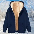 thumbnail image 4 of BODOAO Zip Up Hoodie Women Sherpa Lined Fleece Jacket Plus Size Weighted Cropped Sweatshirt Y2K Warm Coats with Pockets Fall Winter Casual Cozy Fuzzy Coats Sweatshirt Fall Winter Coat Navy XL, 4 of 4