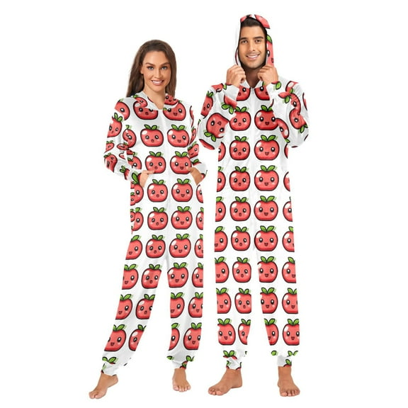 Cute Tomatoes Adult onesie Pajamas, Crystal Velvet Ultra Soft Warm Jumpsuit for Men and Women