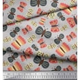 thumbnail image 2 of Soimoi Gray Cotton Poplin Fabric Insect Insect Printed Fabric 1 Yard 42 Inch Wide, 2 of 3