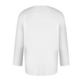 thumbnail image 4 of Dagegui 3/4 Length Sleeve Shirt for Men Casual Crew Neck Pullover Big and Tall Athletic Tee Comfy Three Quarter Sleeves Tops White L, 4 of 5