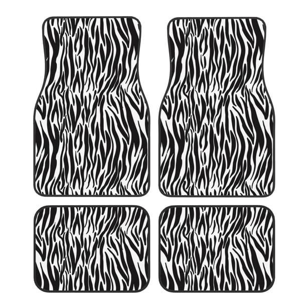 Fotbe Zebra Juego de 4 Tapetes para Auto con Estampado – Alfombrillas de Goma Reforzada, Diseño Antideslizante, Protección para Todo el Año – Vehículos, Autos, Camionetas y SUVs