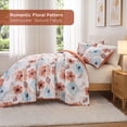 thumbnail image 3 of Regency Heights Twin/Twin-XL Comforter Sets, 2 Pieces Reversible Floral Bedding Sets, Cozy Botanical Flowers Seersucker Comforter Bed Set with Pillow Sham, Brown/Aqua, 3 of 7