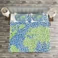 thumbnail image 3 of Ambesonne World Map Quilted Bedspread Set 3 Pcs, Fingerprint World Map, King Size, Navy Blue Green, 3 of 3