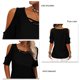 thumbnail image 5 of Camiseta de manga corta de color puro para mujer Blusa de manga corta de color liso transpirable holgada con hombros descubiertos, 5 of 6