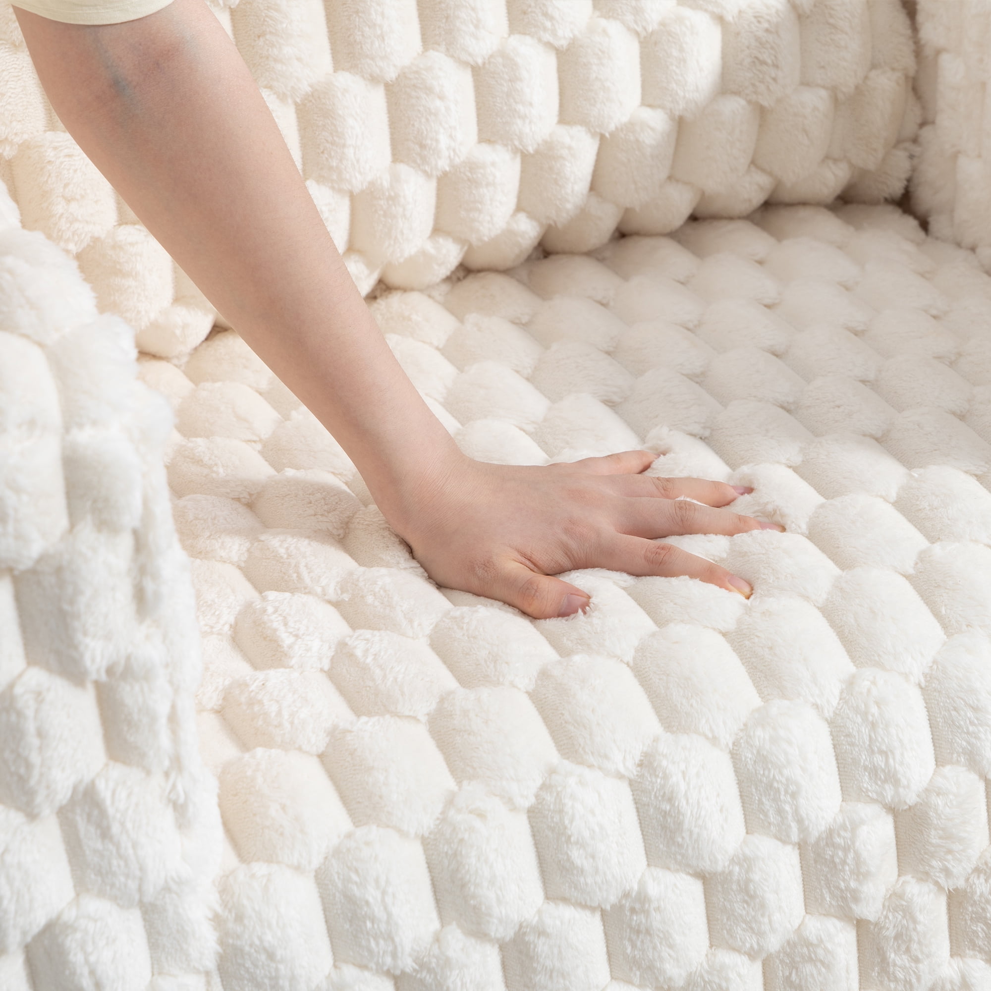 Demi Bonn 42" Corduroy Sofa Couches, Sofa Memory Foam Couches for Living Room, Cloud Couch with Ottoman, Beige