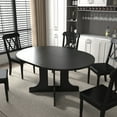 thumbnail image 3 of Aowos Dining Table for Farmhouse Kitchen 59x43 Inch Expandable Oval Table Top with Removable Leaf Trestle X Shaped Base Black, 3 of 9
