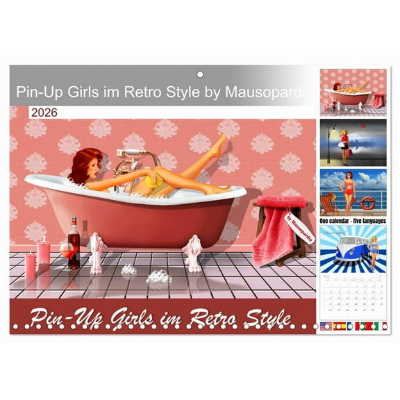 Pin-Up Girls im Retro Style by Mausopardia (Monthly Wall Calendar 2026 11.7 x 16.5 (open)), CALVENDO 14 Month Calendar