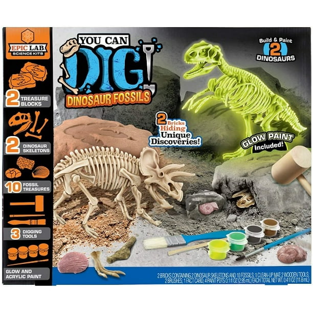 Artskills PA6613 Epic Lab Dig Dinosaur Fossils Activity Kit, 2 Dinosaur Skeletons, Paint and