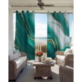 thumbnail image 3 of Teal Marble Black Out Curtains 54 Inch Long, Short Curtains for Small Window, Modern Gradient Abstract Gold Fluid Art Room Darkening Farmhouse Window Curtains for Kitchen Bedroom 42"x54" 2 Panels, 3 of 8