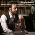 thumbnail image 4 of Hiram Full Grain Leather Travel Storage Organizer Box Pouch Case for 2 Pipes , passport and phone holder case, pipe case, 4 of 7