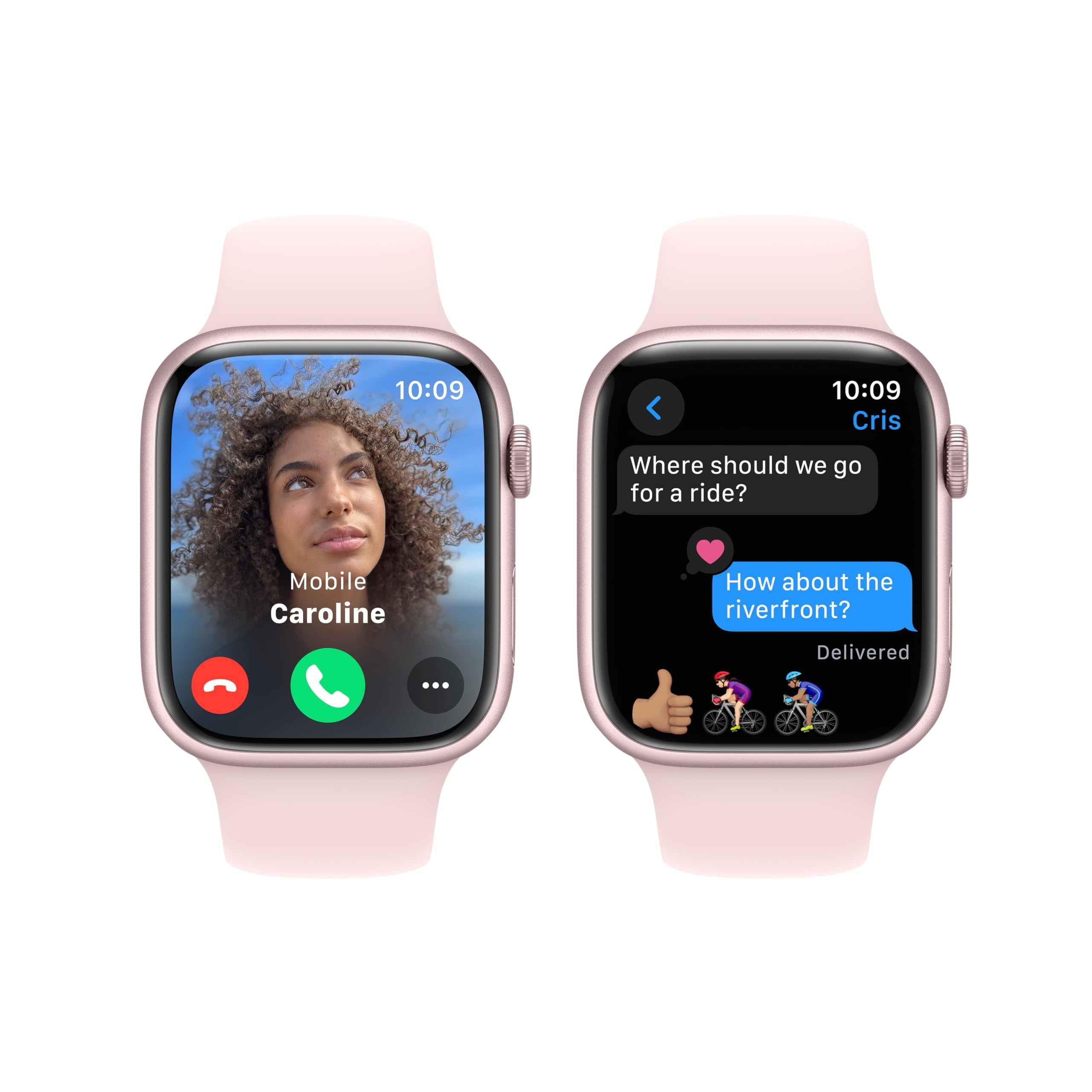 Restored Apple Watch Series 9 [GPS 45mm] Smartwatch with Pink Aluminum Case with Pink Sport Band S/M (Refurbished)