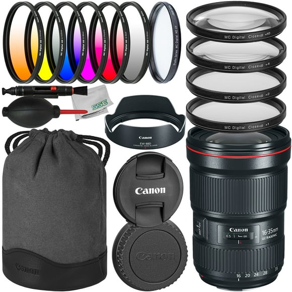 Canon EF 16-35mm f/2.8L III USM Lens with Essential Accessory Bundle: 6PC Gradual Color Filter Kit, 4PC Macro Close-Up Lens Filter Kit (+1, +2, +4, +10 Diopter), Multi-Coated UV Filter & More