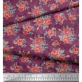 thumbnail image 2 of Soimoi Tissu en Velours Feuilles & Roses Imprimés Floraux au Mètre 58 Pouces de Large, 2 of 3