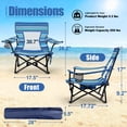 thumbnail image 2 of Walchoice Folding Beach Chair Set of 2, Low Seat Camping Chair with High Back, Wide Seat Chair with Cup Holder & Carry Bag, Heavy Duty Portable Chair for Outdoor Picnic Travel - Blue/White/Green, 2 of 10