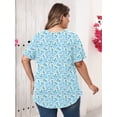 thumbnail image 6 of SHOWMALL Women's Plus Size Tunic Tops Short Sleeve Henley Shirt V Neck Button Up Blouse Jasmine Blue 3X Casual Pleated Basic Pullover, 6 of 6