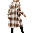 thumbnail image 4 of IROINNID Women's Leisure Long Coat Turndown Lapel Plaid Trench coat Long Sleeve Outwear, Brown, 4 of 8