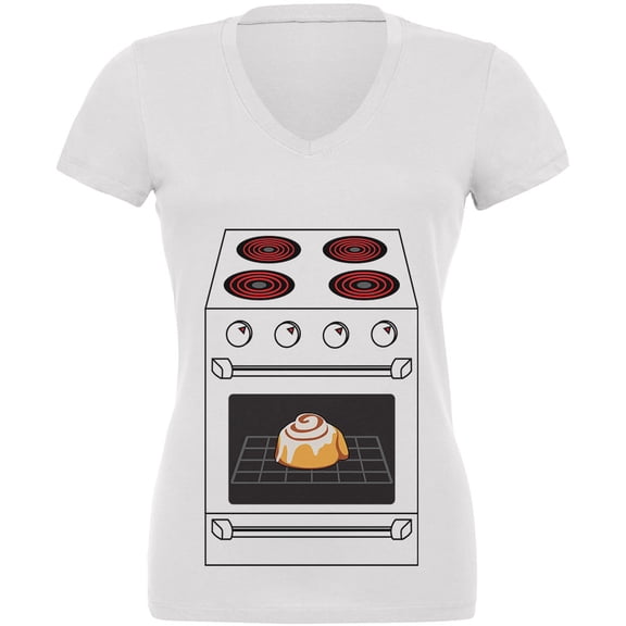Halloween Costume Pregnant Bun in the Oven Women's Juniors V-Neck T Shirt