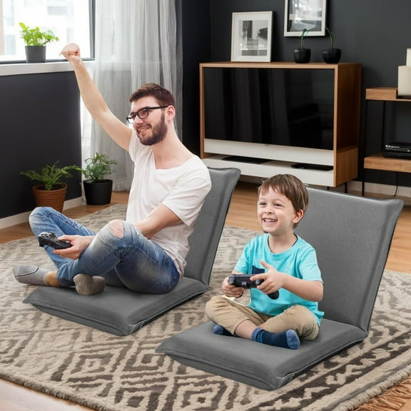 Resenkos Floor Chair, Sofa Chair, Floor Seat,Adjustable 6 positions Folding Lazy Man Sofa Chair Floor Chair-Gray