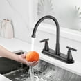 thumbnail image 4 of KINGTACK Two Handles Kitchen Faucet, 3 Hole or 4 Holel Faucet for Kitchen Sink, Matte Black, 4 of 7