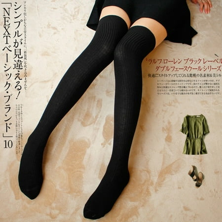 

ERTUTUYI Women Thigh High Spcks Over Girl Winter Cotton Warmer Soft Cotton Socks Black